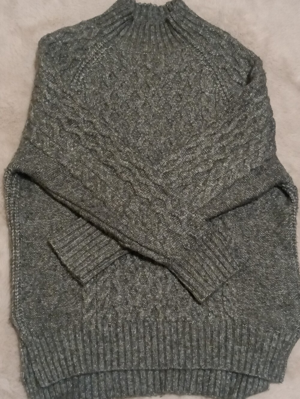 A New Day Gray Cable Knit Mock Neck Tunic Sweater Small